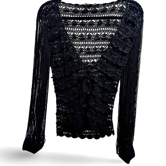 JULIEN MACDONALD black knit cardigan sweater. - Picture 1 of 5